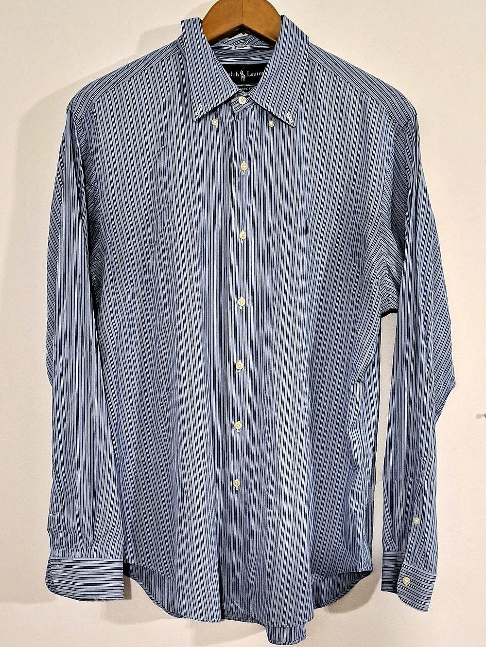 Ralph Lauren Classic Fit Striped Dress Shirt in Blue & White Size Large